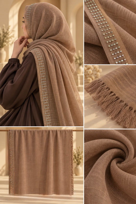 Mocha Brown Rhinestone Hijab