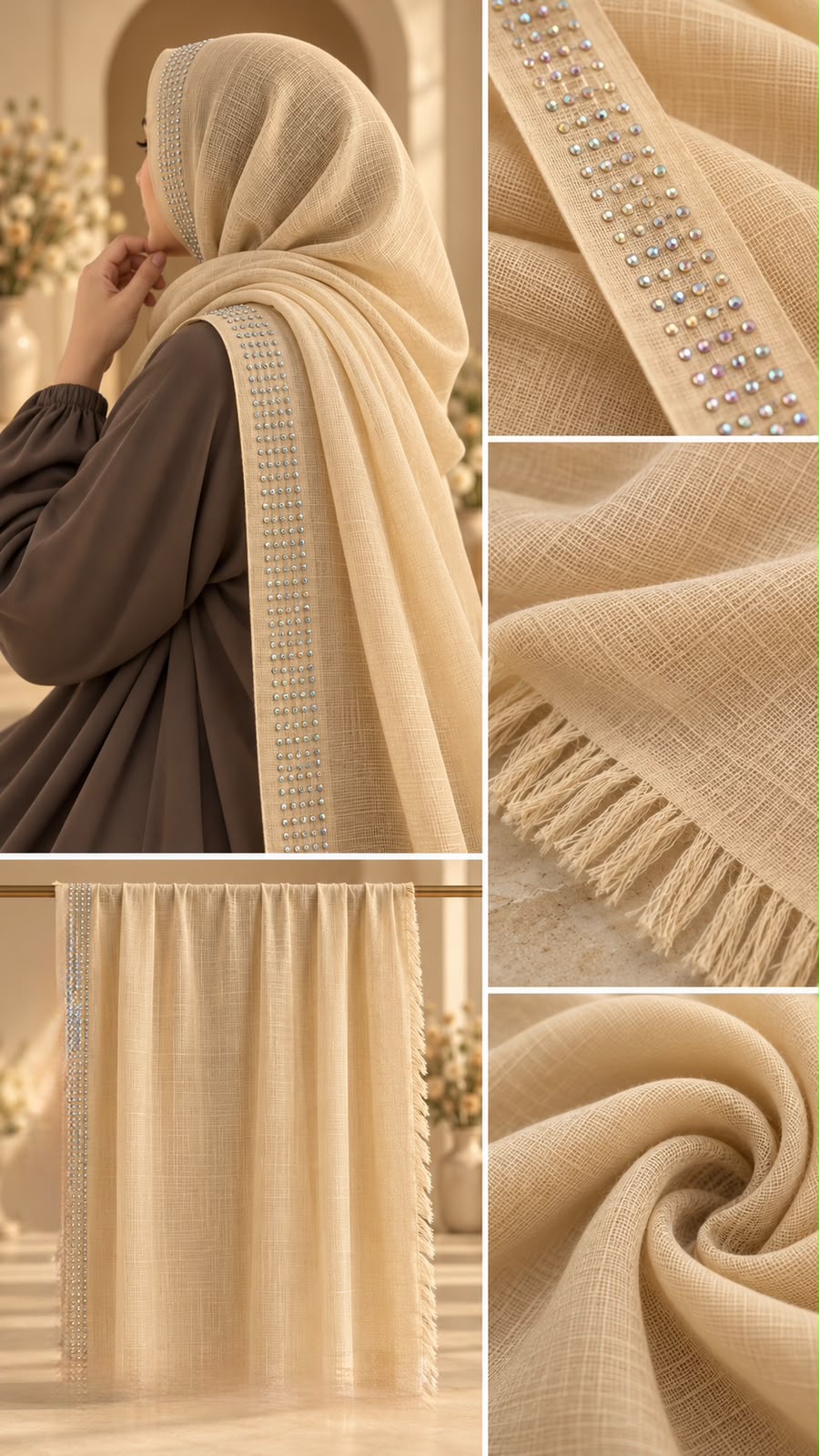 Golden Sand Rhinestone Hijab